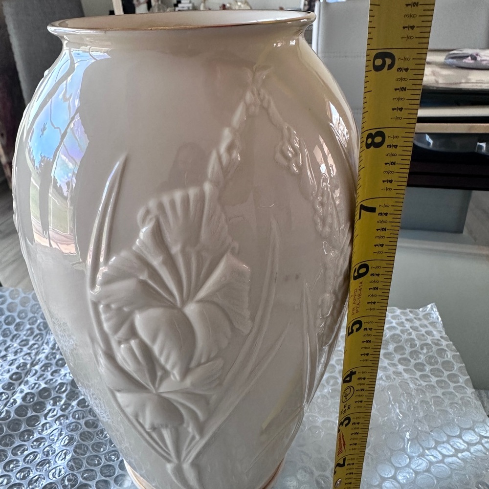 Lenox Cream Embossed Floral Ceramic Vase - Home Accents